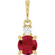 14K Yellow Gold Lab-Grown Ruby & .07 CT Natural Diamond Pendant