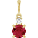 14K Yellow Gold Lab-Grown Ruby & .07 CT Natural Diamond Pendant