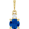 14K Yellow Gold Lab-Grown Blue Sapphire & .07 CT Natural Diamond Pendant
