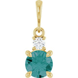 14K Yellow Gold Lab-Grown Alexandrite & .07 CT Natural Diamond Pendant