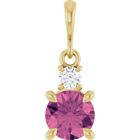 14K Yellow Gold Natural Pink Tourmaline & .07 CT Natural Diamond Pendant
