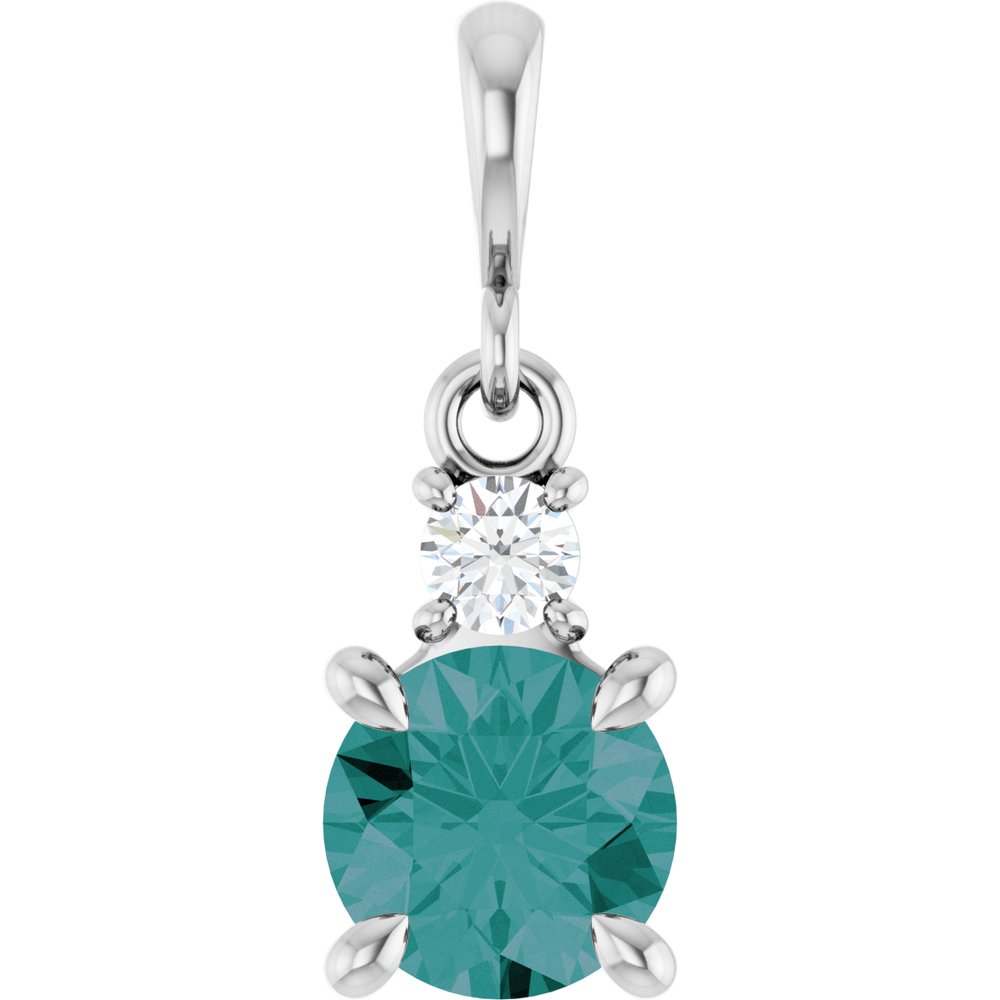 14K White Gold Lab-Grown Alexandrite & .07 CT Natural Diamond Pendant