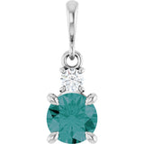 14K White Gold Lab-Grown Alexandrite & .07 CT Natural Diamond Pendant