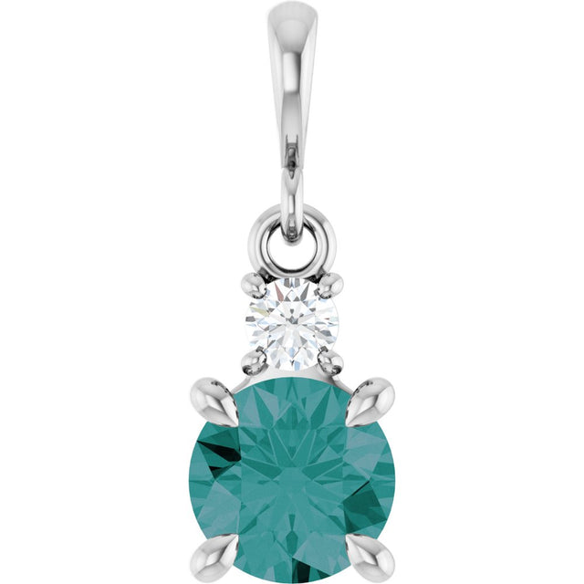 14K White Gold Lab-Grown Alexandrite & .07 CT Natural Diamond Pendant