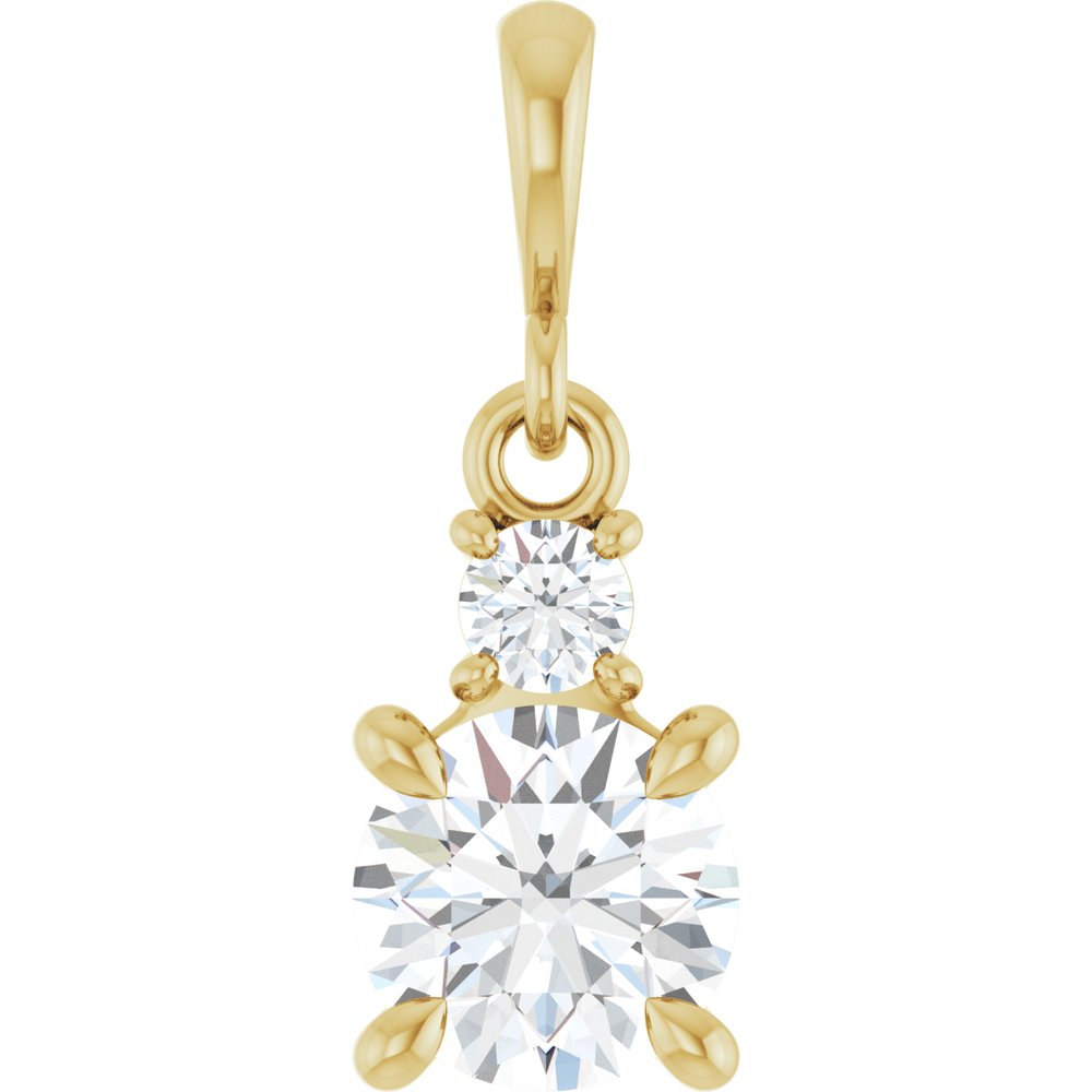 14K Yellow Gold Lab-Grown Moissanite & .07 CT Natural Diamond Pendant