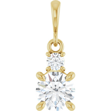 14K Yellow Gold Lab-Grown Moissanite & .07 CT Natural Diamond Pendant