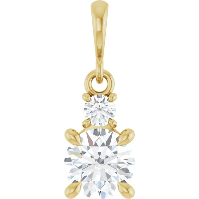 14K Yellow Gold Lab-Grown Moissanite & .07 CT Natural Diamond Pendant