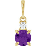 14K Yellow Gold Natural Amethyst & .07 CT Natural Diamond Pendant