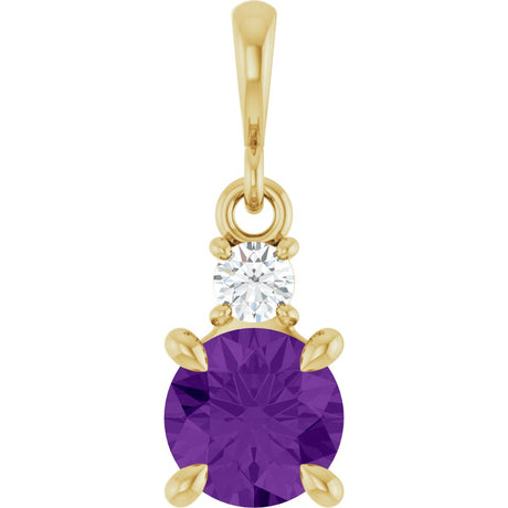 14K Yellow Gold Natural Amethyst & .07 CT Natural Diamond Pendant