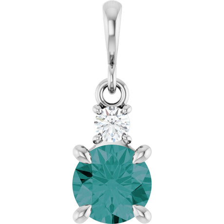 14K White Gold Lab-Grown Alexandrite & .07 CT Natural Diamond Pendant
