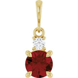 14K Yellow Gold Natural Mozambique Garnet & .07 CT Natural Diamond Pendant
