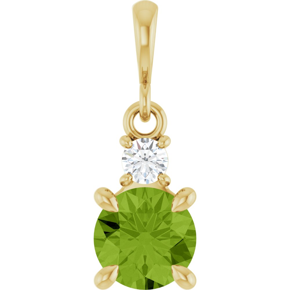 14K Yellow Gold Natural Peridot & .07 CT Natural Diamond Pendant