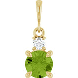 14K Yellow Gold Natural Peridot & .07 CT Natural Diamond Pendant