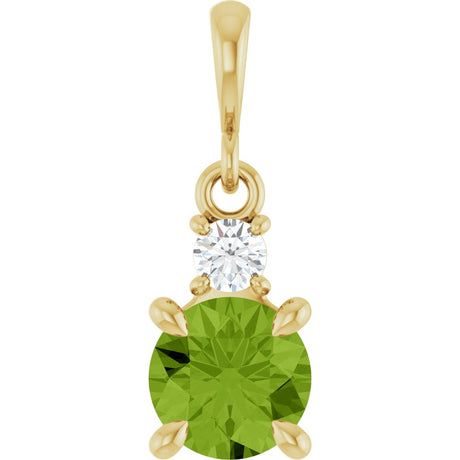 14K Yellow Gold Natural Peridot & .07 CT Natural Diamond Pendant