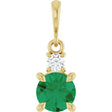 14K Yellow Gold Lab-Grown Emerald & .07 CT Natural Diamond Pendant