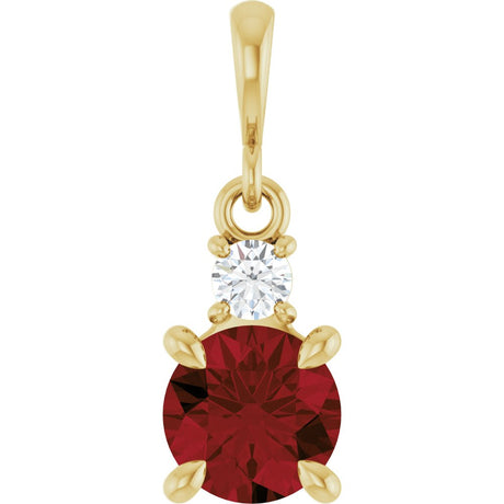 14K Yellow Gold Natural Mozambique Garnet & .07 CT Natural Diamond Pendant
