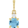 14K Yellow Gold Natural Sky Blue Topaz & .07 CT Natural Diamond Pendant