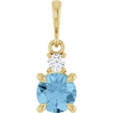 14K Yellow Gold Natural Sky Blue Topaz & .07 CT Natural Diamond Pendant