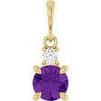 14K Yellow Gold Natural Amethyst & .07 CT Natural Diamond Pendant