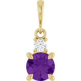 14K Yellow Gold Natural Amethyst & .07 CT Natural Diamond Pendant