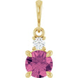 14K Yellow Gold Natural Pink Tourmaline & .07 CT Natural Diamond Pendant