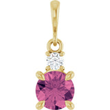 14K Yellow Gold Natural Pink Tourmaline & .07 CT Natural Diamond Pendant