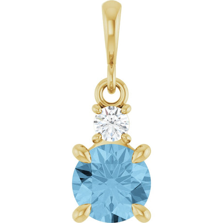 14K Yellow Gold Natural Sky Blue Topaz & .07 CT Natural Diamond Pendant