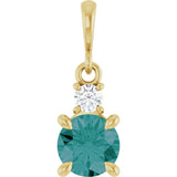 14K Yellow Gold Lab-Grown Alexandrite & .07 CT Natural Diamond Pendant
