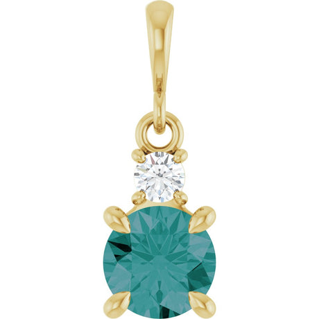 14K Yellow Gold Lab-Grown Alexandrite & .07 CT Natural Diamond Pendant