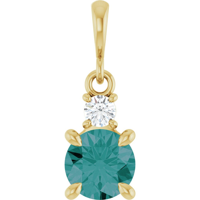 14K Yellow Gold Lab-Grown Alexandrite & .07 CT Natural Diamond Pendant