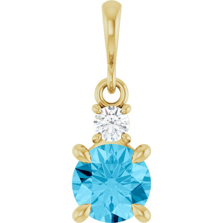14K Yellow Gold Natural Aquamarine & .07 CT Natural Diamond Pendant
