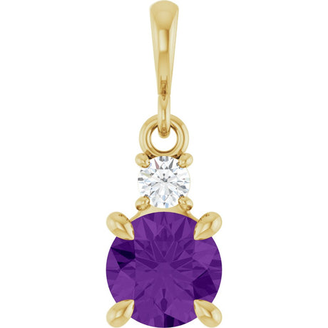 14K Yellow Gold Natural Amethyst & .07 CT Natural Diamond Pendant