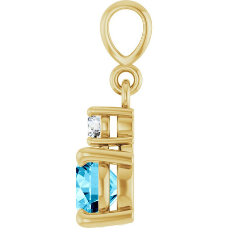 14K Yellow Gold Natural Aquamarine & .07 CT Natural Diamond Pendant