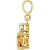 14K Yellow Gold Natural Citrine & .07 CT Natural Diamond Pendant