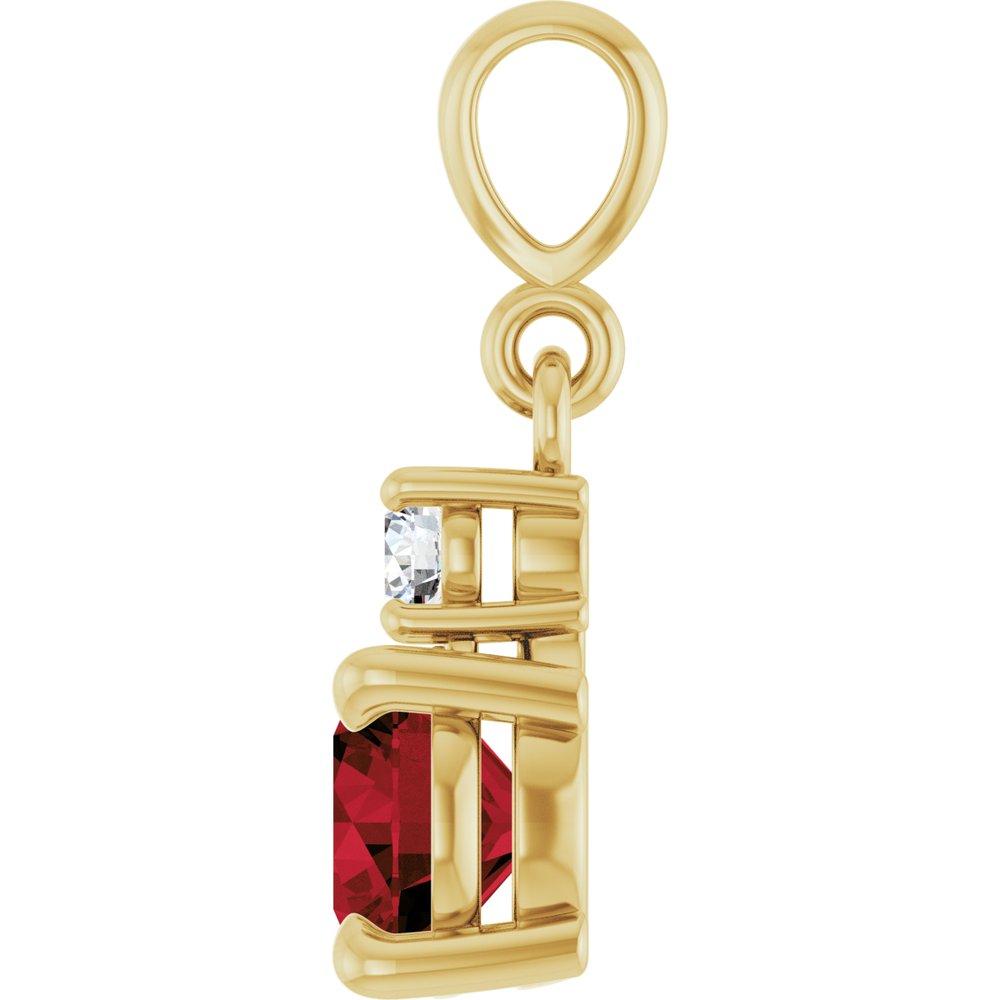 14K Yellow Gold Natural Mozambique Garnet & .07 CT Natural Diamond Pendant