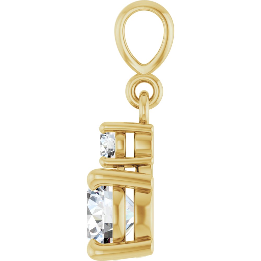 14K Yellow Gold Lab-Grown Moissanite & .07 CT Natural Diamond Pendant