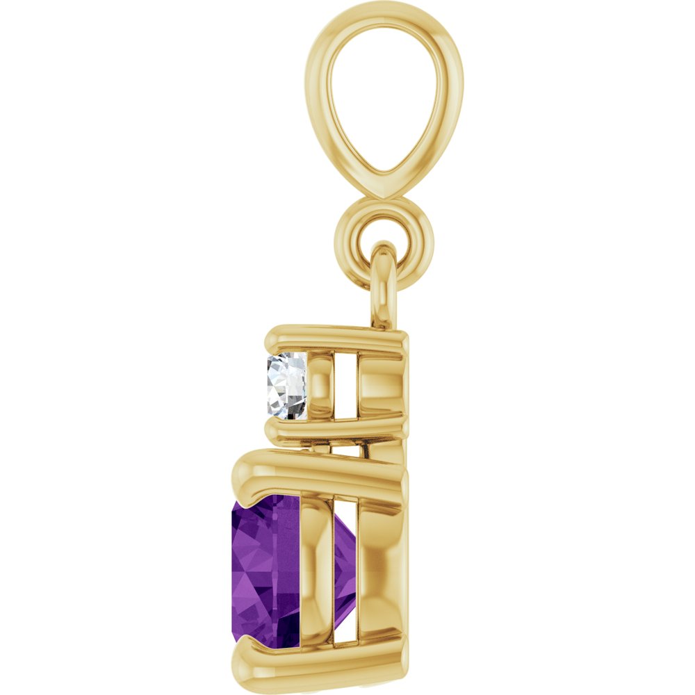 14K Yellow Gold Natural Amethyst & .07 CT Natural Diamond Pendant