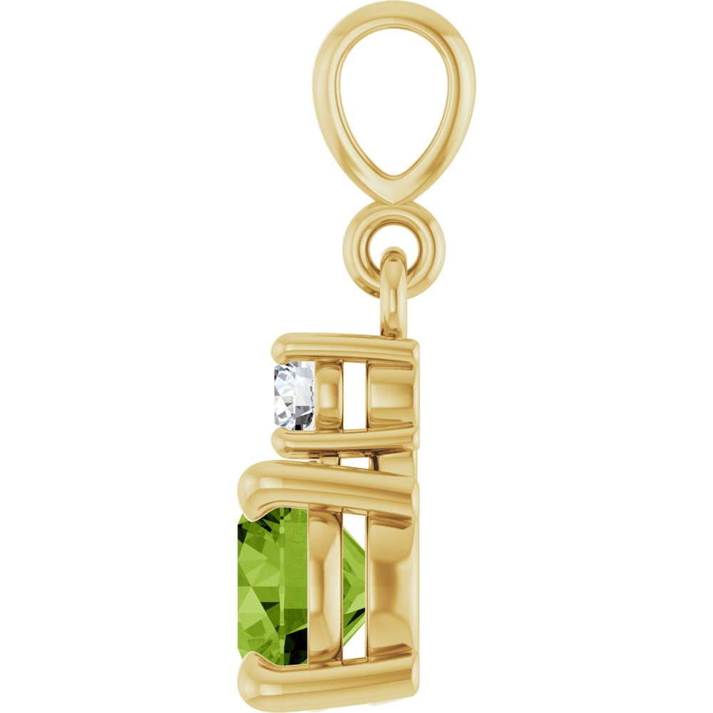 14K Yellow Gold Natural Peridot & .07 CT Natural Diamond Pendant