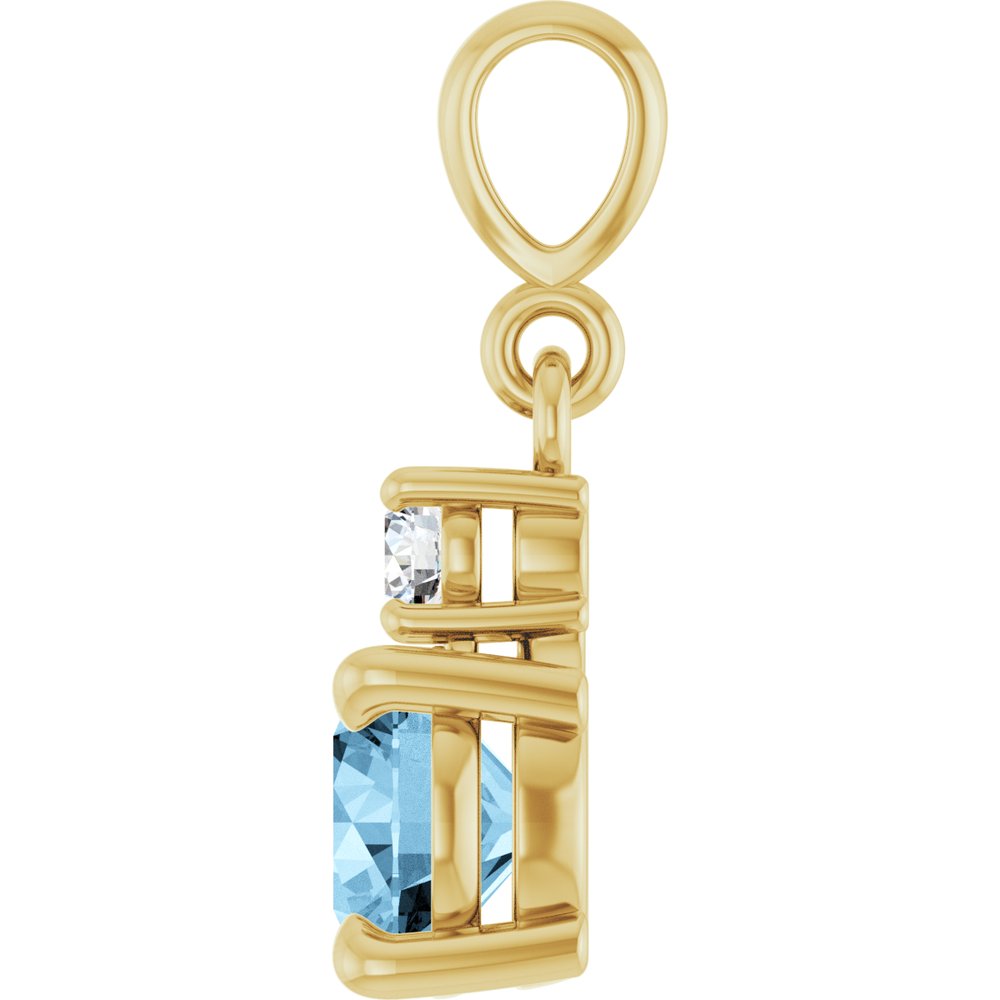 14K Yellow Gold Natural Sky Blue Topaz & .07 CT Natural Diamond Pendant