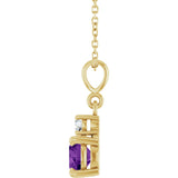 14K Yellow Gold Natural Amethyst & .07 CT Natural Diamond 16-18" Necklace