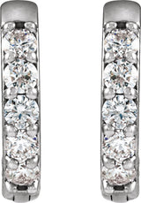 14K White Gold 1/4 CTW Natural Diamond Hinged 12.5 mm Hoop Earrings