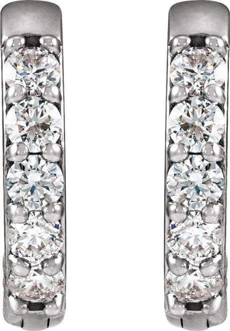 14K White Gold .08 CTW Natural Diamond Hinged 10 mm Hoop Earrings
