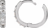 14K White Gold 1/4 CTW Natural Diamond Hinged 12.5 mm Hoop Earrings
