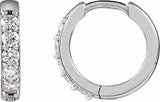 14K White Gold 1/4 CTW Natural Diamond Hinged 12.5 mm Hoop Earrings