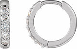14K White Gold 1/4 CTW Lab-Grown Diamond Hinged 12.5 mm Hoop Earrings