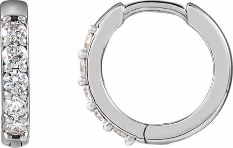 14K White Gold 1/4 CTW Lab-Grown Diamond Hinged 12.5 mm Hoop Earrings