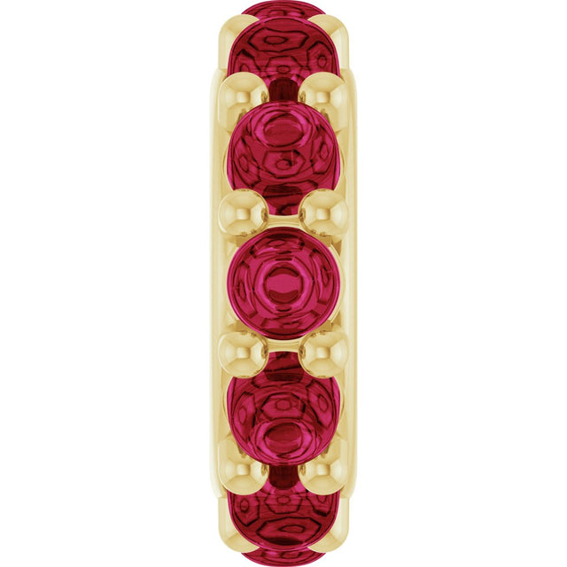 14K Yellow Gold Lab-Grown Ruby Cabochon Spacer Charm/Pendant