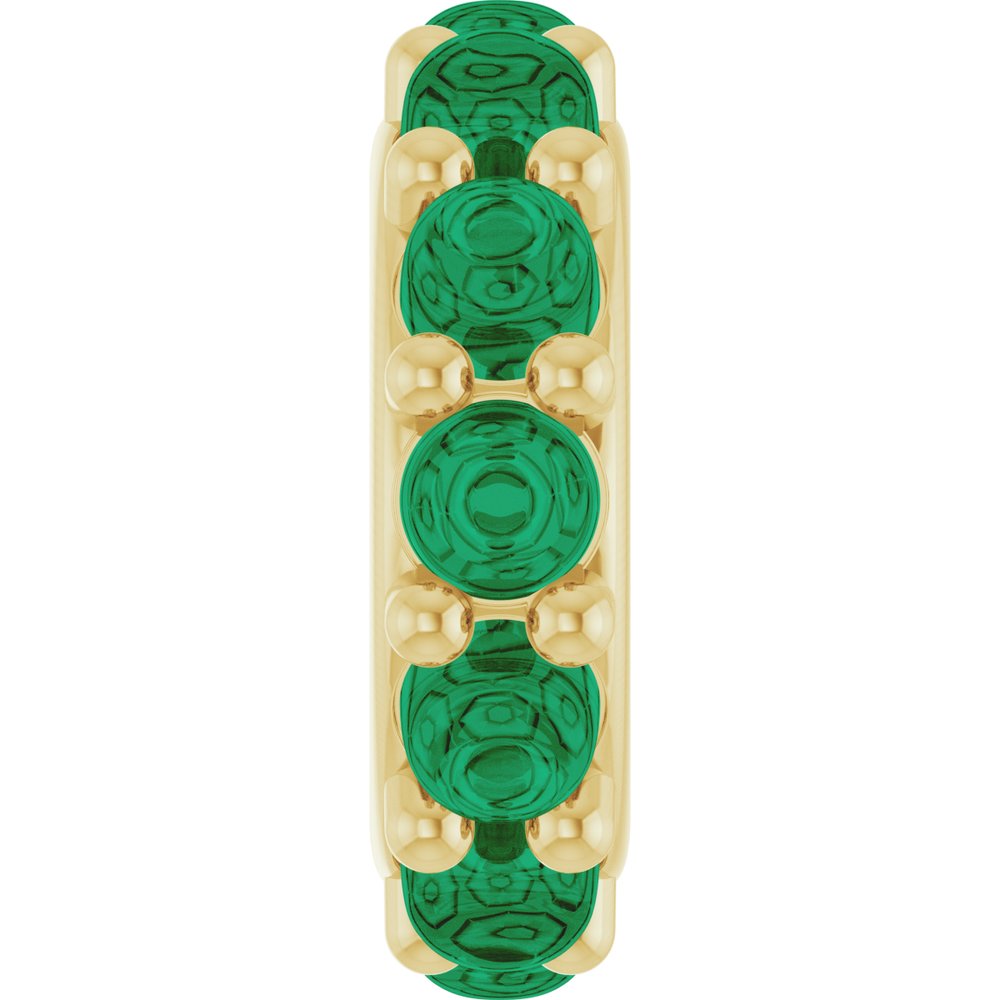 14K Yellow Gold Lab-Grown Emerald Cabochon Spacer Charm/Pendant