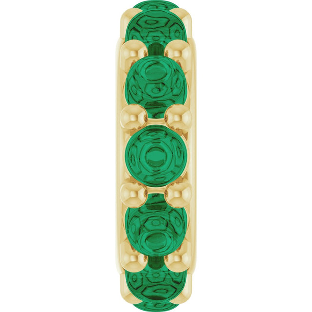 14K Yellow Gold Lab-Grown Emerald Cabochon Spacer Charm/Pendant