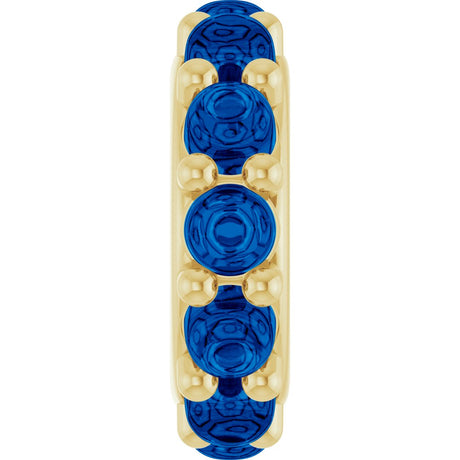 14K Yellow Gold Lab-Grown Blue Sapphire Cabochon Spacer Charm/Pendant